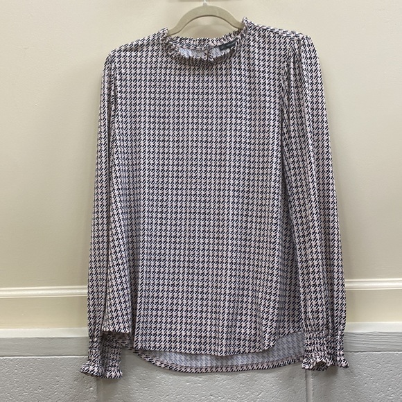 Adrianna Papell NWT women’s size large long sleeve, black and cream print top - Picture 1 of 7